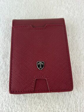 Travando Austin Men’s Slim Wallet Red RFID Blocking Bifold Money Clip